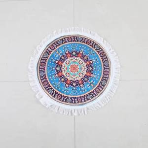 Alfombra de oración islámica portátil de 50x50cm con diseño de hebilla redonda antideslizante de seda de hielo estampada - Product Image 1