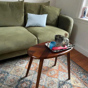 Table basse ovale en noyer, table centrale en bois de noyer, grande table basse, table basse de style mid-century, table basse scandinave moderne - Product Image 3