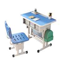 Ensemble bureau et chaise ergonomiques pour étudiants, réglables en hauteur, table d'étude pour enfants, mobilier de classe scolaire avec tiroir