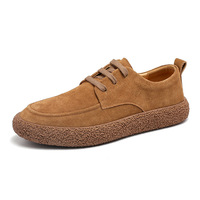Chaussures basses en cuir suédé véritable pour hommes, nouveau modèle printemps 2023, à lacets, antidérapantes, avec logo embossé, style rétro décontracté, motif animalier