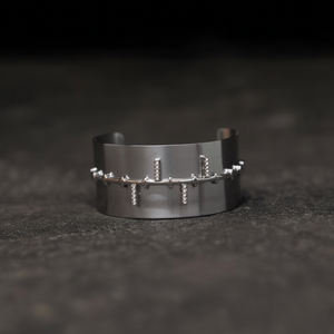 Bracelet manchette tendance en acier inoxydable 316L plaqué or PVD, bijoux durables et résistants SmileJoyas BBBA-04356, géométrique et à la mode - Product Image 3