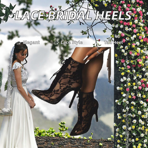 Chaussures à talons hauts pour femmes, sandales à lacets pour mariage en plein air, respirantes, légères, semelle et semelle intérieure en caoutchouc, doublure en PU, escarpins - Product Image 2