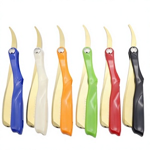 IKZARSA I-BFR-01 Juego de Navajas de Acero Inoxidable con Mango de Resina Azul y Plástico, Cuchilla Única para Barbería y Salón de Belleza - Product Image 4