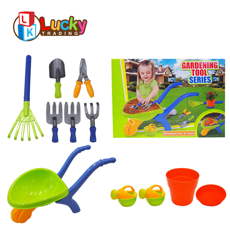 Горячая продажа Детский цветок посадки пластиковый набор инструментов садовая игрушка с автомобилем