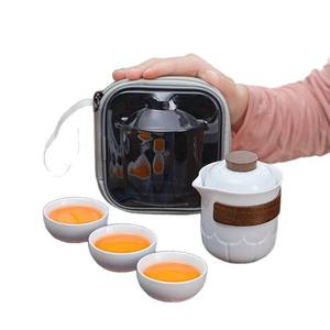 Kit de Té Ligero para Acampar al Aire Libre con Estuche, Funda de Madera Anti-escaldaduras, Tetera y Tazas de Cerámica para Picnic y Viajes - Product Image 6
