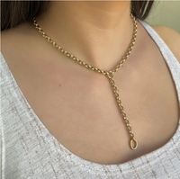 Nouveautés Collier chaîne en acier inoxydable plaqué or 18 carats, simple et luxueux, en forme de O, étanche