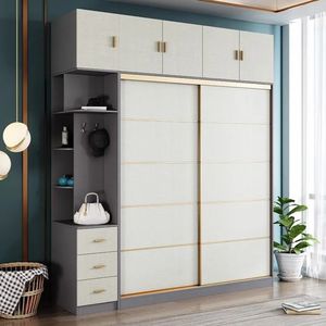 Moderna porta scorrevole in legno vestiti guardaroba nuovi disegni per mobili per la casa cucina e soggiorno uso armadio mobile - Product Image 4