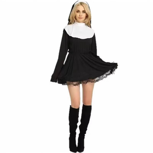 Nuevo vestido de encaje hasta la rodilla de manga larga fiesta de Halloween Cosplay monjas bata estilo Sexy para personajes de TV de Anime Medieval Animal - Product Image 1