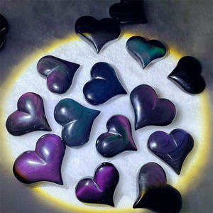 Vente en gros d'objets artisanaux en cristal naturel de haute qualité, cœur en obsidienne arc-en-ciel, pour la décoration de la maison - Product Image 1