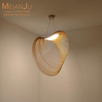 Lampe suspendue LED dorée Wabi-Sabi japonaise en contreplaqué découpé au laser, lampe sculpturale pour salon, salle à manger, restaurant