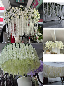 <span class=keywords><strong>Flor</strong></span> Artificial verde y blanca de 8 pies, decoración de techo de boda, hoja de <span class=keywords><strong>Salix</strong></span> de seda, <span class=keywords><strong>flor</strong></span> colgante de glicinia Artificial - Product Image 5