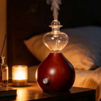 Diffuseurs d'arômes sans eau à 7 couleurs avec corps en bois et verre pour chambre, bureau, hôtel