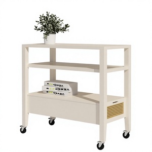 Chariot de rangement moderne en bois avec roulettes et tiroir pour le salon - Product Image 1