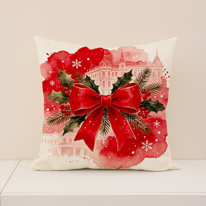 Christmas Linen Printed Santa Claus European Style Zipper Closure Cushion <b>Pillowcase</b> for Living Room Holiday - Product Image 6