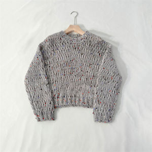 2024 printemps <span class=keywords><strong>fait</strong></span> à la <span class=keywords><strong>main</strong></span> gris mode sweats à capuche <span class=keywords><strong>pull</strong></span> avec Paillette tricot gris <span class=keywords><strong>pull</strong></span> pour les femmes - Product Image 2