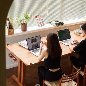 Mesa de Escritorio Larga de Madera Maciza con Diseño Geométrico Nórdico, 1.6m 1.8m 2.1m 2.4m, Diseño Simple para Sala de Estar u Oficina - Product Image 4