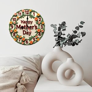 Round Wooden Wall <b>Clock</b> 25x25Cm Silent Quartz Movement Home <b>Bedroom</b> Office Decor - Product Image 2