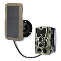 Caméra de chasse solaire pour extérieur, caméra de surveillance de la faune avec panneau solaire, étanche, antichoc, compatible 12V 6V