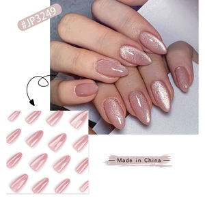 Ongles à presser réutilisables <span class=keywords><strong>de</strong></span> luxe, effet œil <span class=keywords><strong>de</strong></span> chat, design <span class=keywords><strong>de</strong></span> créateur, couvrance totale, longueur moyenne, rose, emballage personnalisé, formes amande, stiletto, carré - Product Image 5