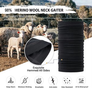 Polaina de <span class=keywords><strong>cuello</strong></span> de color sólido de lana merino con logotipo personalizado Bandana calentador de <span class=keywords><strong>cuello</strong></span> tubular sin costuras para uso en exteriores - Product Image 2