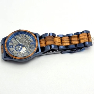Unisex Wooden <strong>Analog</strong> Quartz <strong>Watch</strong> <strong>with</strong> Crystal Dial Vintage Style Miyota Movement Handmade 45mm Dial 18mm Band - Product Image 4