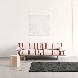 Vintage Style Solid <b>Wood</b> <b>Sofa</b> Three Seater Straight Line Design Retro Fabric Upholstered For Small Living Rooms And Guesthouses - Product Image 6