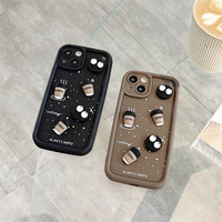 Coque de téléphone souple en TPU pour iPhone 17 Pro, motif dessin animé café mignon, compatible avec iPhone 17, 16, 15, 14, 13, 12, 11 Pro Max, Xs, Xr, Xs Max, 7, 8