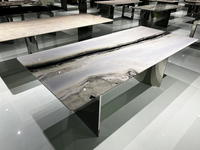 Nouvelles pieds de table à manger modernes de luxe en acier inoxydable poli avec support en granit et marbre pour meubles de maison
