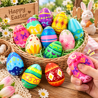 Jouets Squishy Œufs de Pâques en Gros, Jouets Sensoriels Colorés à Presser Anti-Stress, Cadeaux de Panier de Pâques pour Enfants
