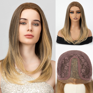 Wholesale Synthetic Japanese Futura Fiber Kanekalon Monofilament Straight Blonde Lace Front <strong>Wig</strong> Heat Resistant Glueless Lace - Product Image 1
