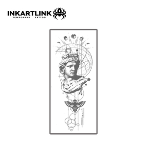 INKARTLINK Pegatina de Tatuaje Estatua de <span class=keywords><strong>Apolo</strong></span> Fase Lunar Astrología Geometría Insecto Escarabajo Estética Herbal 15 Días a Granel - Product Image 3