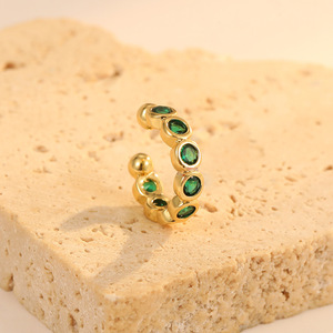 Fashion Newest Fashion Minimalist Rainbow Zircon Ear Clip No Ear Hole Female <strong>Earring</strong> <strong>Cuffs</strong> 14k Gold Plated Brass Jewelry - Product Image 4