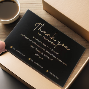 Tarjetas de Visita Negras Personalizadas, Impresas en Serigrafía, Papel de Arte, Logotipo en Lámina Plateada, Tarjeta de Agradecimiento por Pedido para Tienda en Línea - Product Image 2