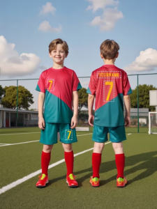 Divisa da Calcio per Bambini del Portogallo all'Ingrosso, Kit con Pantaloncini per Ragazzi e Ragazze, Uniforme Personalizzata per Allenamento, Traspirante e ad Asciugatura Rapida - Product Image 1