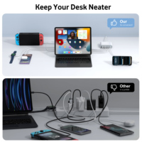 Vente d'usine : Chargeur de bureau 100W avec câble AC de 1,5 m, 3 ports USB + 3 ports Type-C, Hub de charge rapide SCP, Prise EU/US/UK/JP pour téléphones