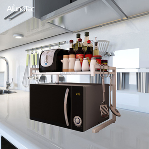 Estante negro soporte de Metal horno de <span class=keywords><strong>microondas</strong></span> soporte organizador de almacenamiento extensible cocina estante - Product Image 4