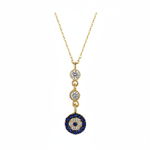 14K oro massiccio turco <span class=keywords><strong>Nazar</strong></span> ciondolo collana di luce di alta qualità per le donne Made in turchia - Product Image 2