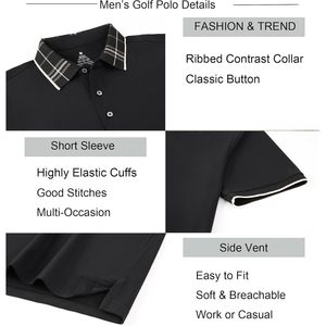 Camiseta Polo Personalizada para Hombre, Manga Corta, Secado Rápido, Absorbe la Humedad, Camiseta de Golf Negra, Talla M - Product Image 6