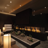 Cheminée à vapeur d'eau de 60 pouces avec effet de flamme LED 3D automatique, décorative pour l'intérieur, sans chaleur, pour salon, hôtel