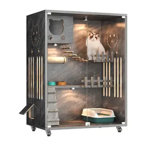 Wood Cat Villa Furniture Wooden Safe Breathable Multi Layer Luxury Villa For Indoor Manufacturer With Good Price