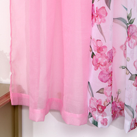Cortinas de Tul Floral y Cenefas Transparentes con Bolsillo para Barra, Listas para Enviar, para Sala de Estar, Paquete al por Mayor de 2 Conjuntos