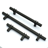 Poignées de meubles modernes en acier inoxydable noir mat, tube carré, style luxe léger et écologique, pour armoire, commode, salle de bain