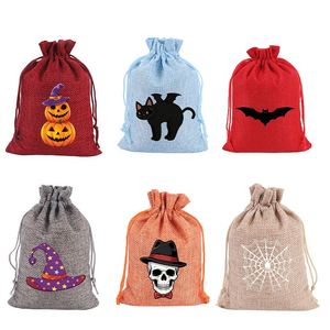 Sac en toile de jute pour Halloween 10x14cm, sac en jute de haute qualité, pochette en lin, logo personnalisable, à utiliser pour décorer les fêtes, les bonbons, les jouets - Product Image 1