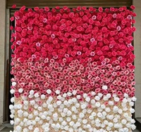 Dinding Bunga Mawar Merah OEM Mewah Panel Dinding Bunga Artifisial Indah 8ft X 8ft Dekorasi untuk Pesta Pernikahan Rumah