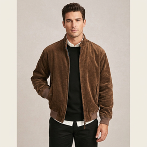 Giacca Bomber Stile Americano con Zip, <span class=keywords><strong>Abbigliamento</strong></span> <span class=keywords><strong>Vintage</strong></span> da <span class=keywords><strong>Uomo</strong></span>, in Cotone, Vestibilità Ampia, Colletto Rialzato, <span class=keywords><strong>Abbigliamento</strong></span> da Lavoro di Alta Qualità - Product Image 1