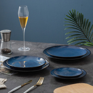 Hot Selling <b>Plate</b> Sets Blue Dishes Round <b>Ceramic</b> Dinner <b>Plates</b> for Restaurants - Product Image 4