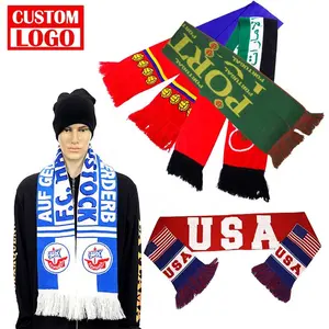 Scarf Woman Team Soccer Fans Knit Wholesale Custom 100% Acrylic Football Scarf For Sports Events