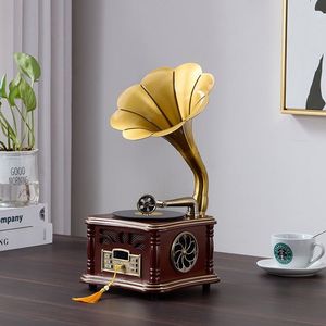 Gramófono Retro de Fábrica con Bluetooth, Reproductor de Vinilos Todo en Uno, Decoración para el Hogar, Reproductor de Audio de Madera y Latón, Fonógrafo Vintage de Escritorio - Product Image 3