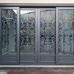 Modern Design Commercial Entry Doors Laser Cut Aluminium Stainless Steel Painted Surface Waterproof Decorative Doors Businesses