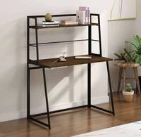 Table d'ordinateur Portable entièrement assemblée, petit bureau pliable en noyer, gain de place, avec crochets